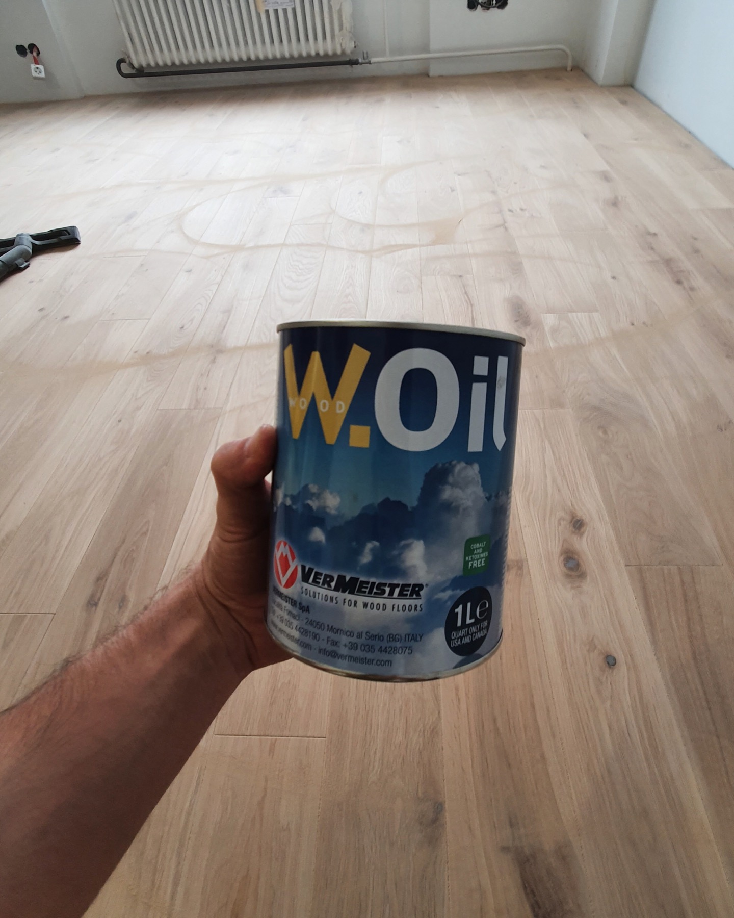 Vermeister W.Oil used for color treatment on solid oak flooring