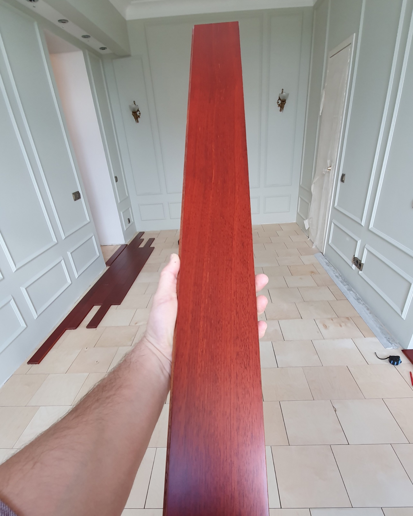 Merbau solid wood board shown before installation